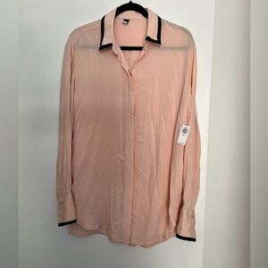 New! Old Navy Peach Long Sleeve Blouse with Black Trim - Medium